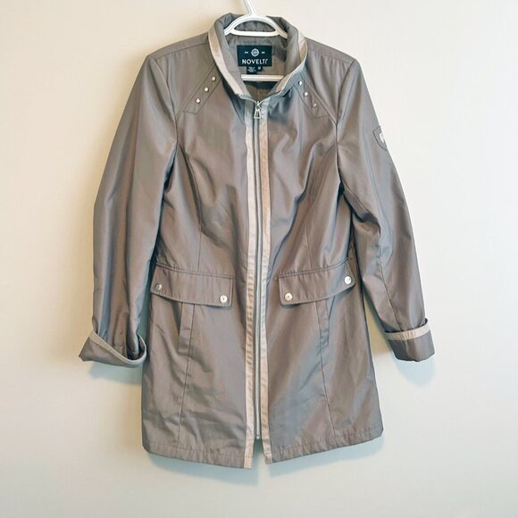 Ladie's coat, raincoat, 3 season, knee length, Beige, Size 12 - Picture 2 of 11